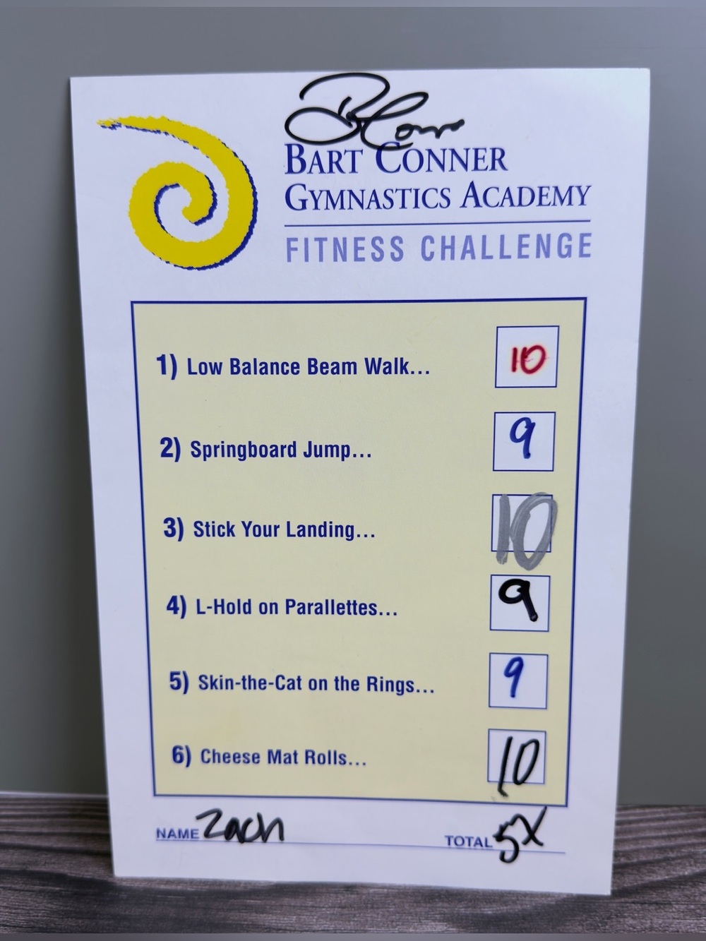 Bart Conner Signed Autograph Gymnastics Academy Fitness Card 2007